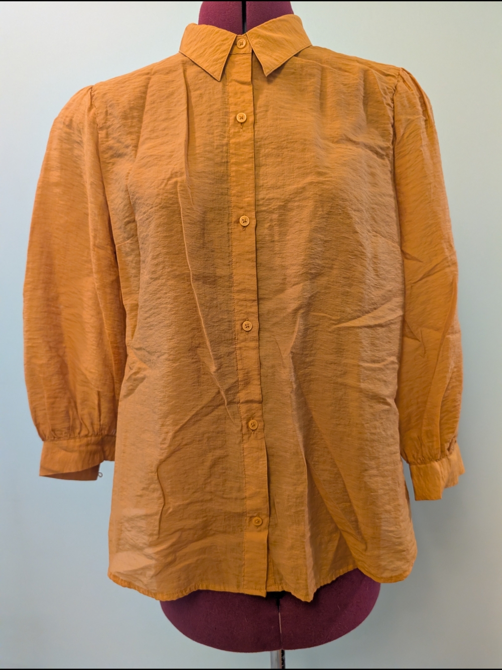 Express Mustard Button-Down Blouse